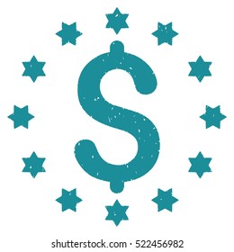 Dollar grainy textured icon for overlay watermark stamps. Flat symbol with dust texture. Dotted vector soft blue ink rubber seal stamp with grunge design on a white background.
