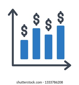 dollar graph glyph double color icon