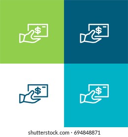 Dollar green and blue material color minimal icon or logo design