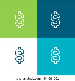 Dollar green and blue material color minimal icon or logo design