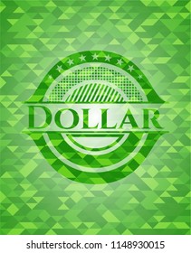 Dollar green emblem with mosaic background