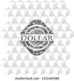 Dollar grey emblem with cube white background