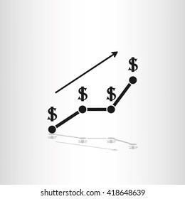 dollar growth chart icon vector.