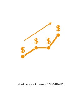 dollar growth chart icon vector.