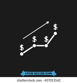 dollar growth chart icon vector