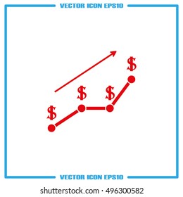 dollar growth chart icon vector