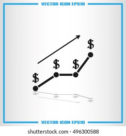 dollar growth chart icon vector