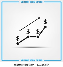 dollar growth chart icon vector