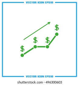 dollar growth chart icon vector