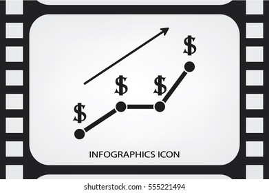 dollar growth chart icon vector.