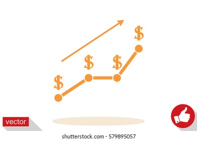 dollar growth chart icon vector