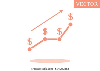 dollar growth chart icon vector.