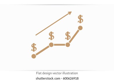 dollar growth chart icon vector