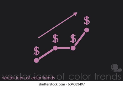 dollar growth chart icon vector.