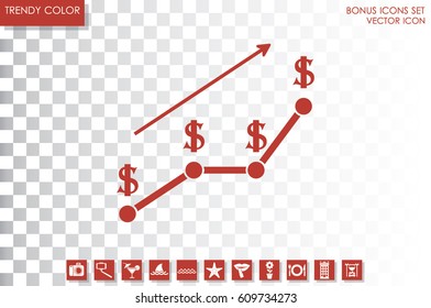 dollar growth chart icon vector