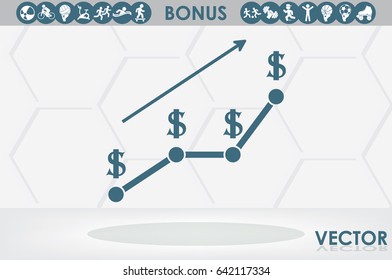 dollar growth chart icon vector