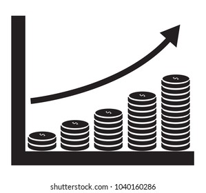 dollar growth chart on white background. dollar growth chart sign. flat style. 