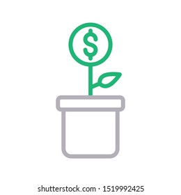 dollar growth colour line vector icon