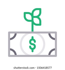 dollar growth colour linr vector icon
