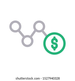 dollar growth colour linr vector icon