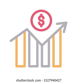 dollar growth colour linr vector icon