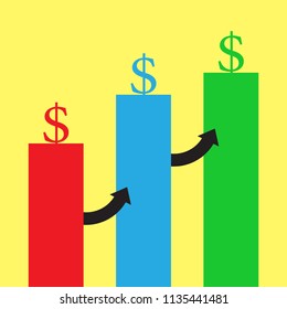 Dollar growth concept. Vector illustration.