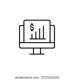 Aumento De Dólar Exibido No Ícone Do Gráfico De Tela Do Computador