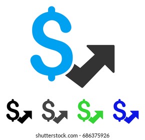 Dollar Growth flat vector pictogram. Colored dollar growth gray, black, blue, green icon variants. Flat icon style for application design.