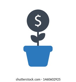 dollar growth glyph colour vector icon