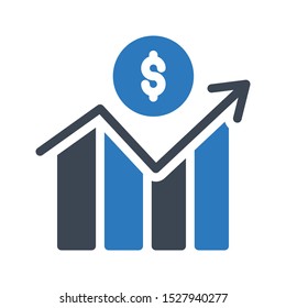 dollar growth glyph colour vector icon