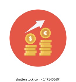 dollar growth glyph flat vector icon