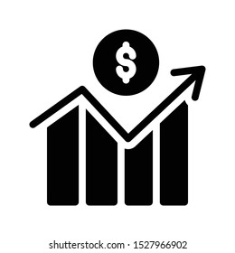 dollar growth glyph flat vector icon