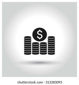 Dollar growth Icon. Black Business Pictogram. vector illustration
