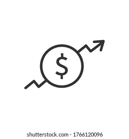 Dollar growth icon. Chart up. Vector Illustration.