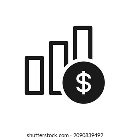 Dollar growth. Money increase chart icon design isolated on white background. Vector illustration