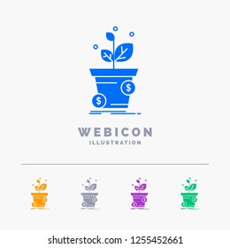 dollar, growth, pot, profit, business 5 Color Glyph Web Icon Template isolated on white. Vector illustration