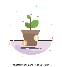dollar, growth, pot, profit, business Flat Color Icon Vector. Vector Icon Template background