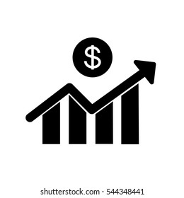 Dollar growth statistics symbol vector design isolated on white background.