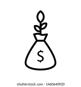 dollar growth thin line vector icon