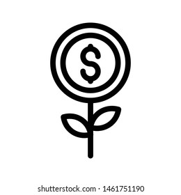 dollar growth thin line vector icon
