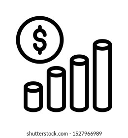 dollar growth thin line vector icon