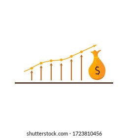 Dollar growth vector icon concept for element business or analytics