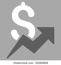 Dollar Growth vector icon. Style is bicolor flat symbol, dark gray and white colors, rounded angles, silver background.