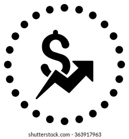 Dollar Growth vector icon. Style is flat circled symbol, black color, rounded angles, white background.