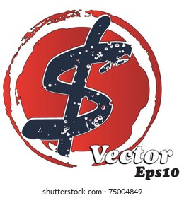 Dollar grunge stamp. Vector image.