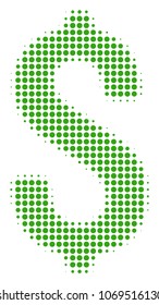 Dollar halftone vector icon. Illustration style is dotted iconic Dollar icon symbol on a white background. Halftone matrix is round spots.