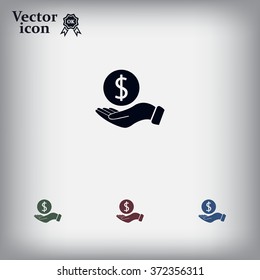 Dollar with hand icon