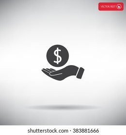 Dollar with hand icon