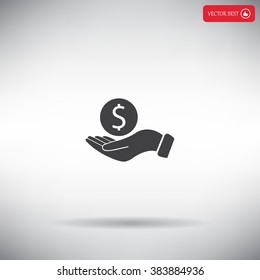 Dollar with hand icon