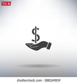 Dollar with hand icon